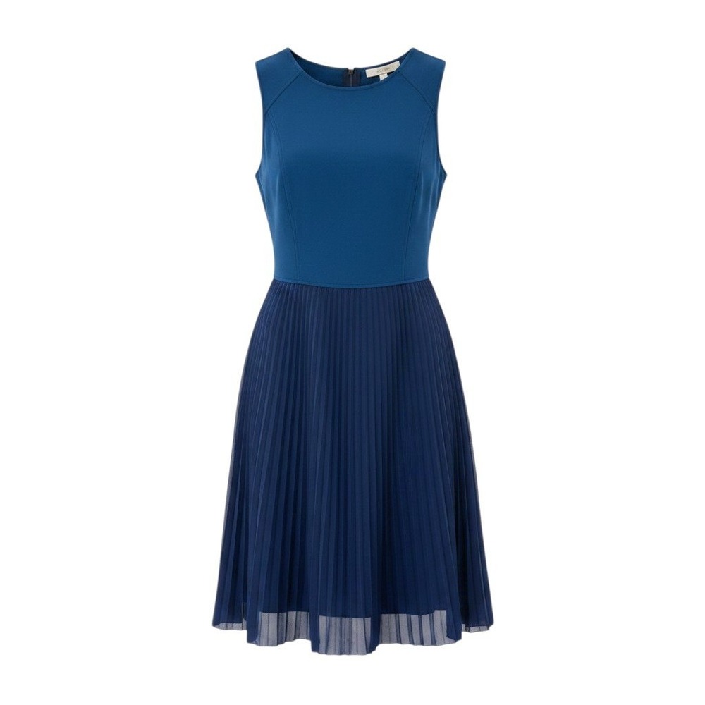 Ann Taylor LOFT 6 Classic Dress Pleated Skirt Fit and Flare Blue Colorblock EUC